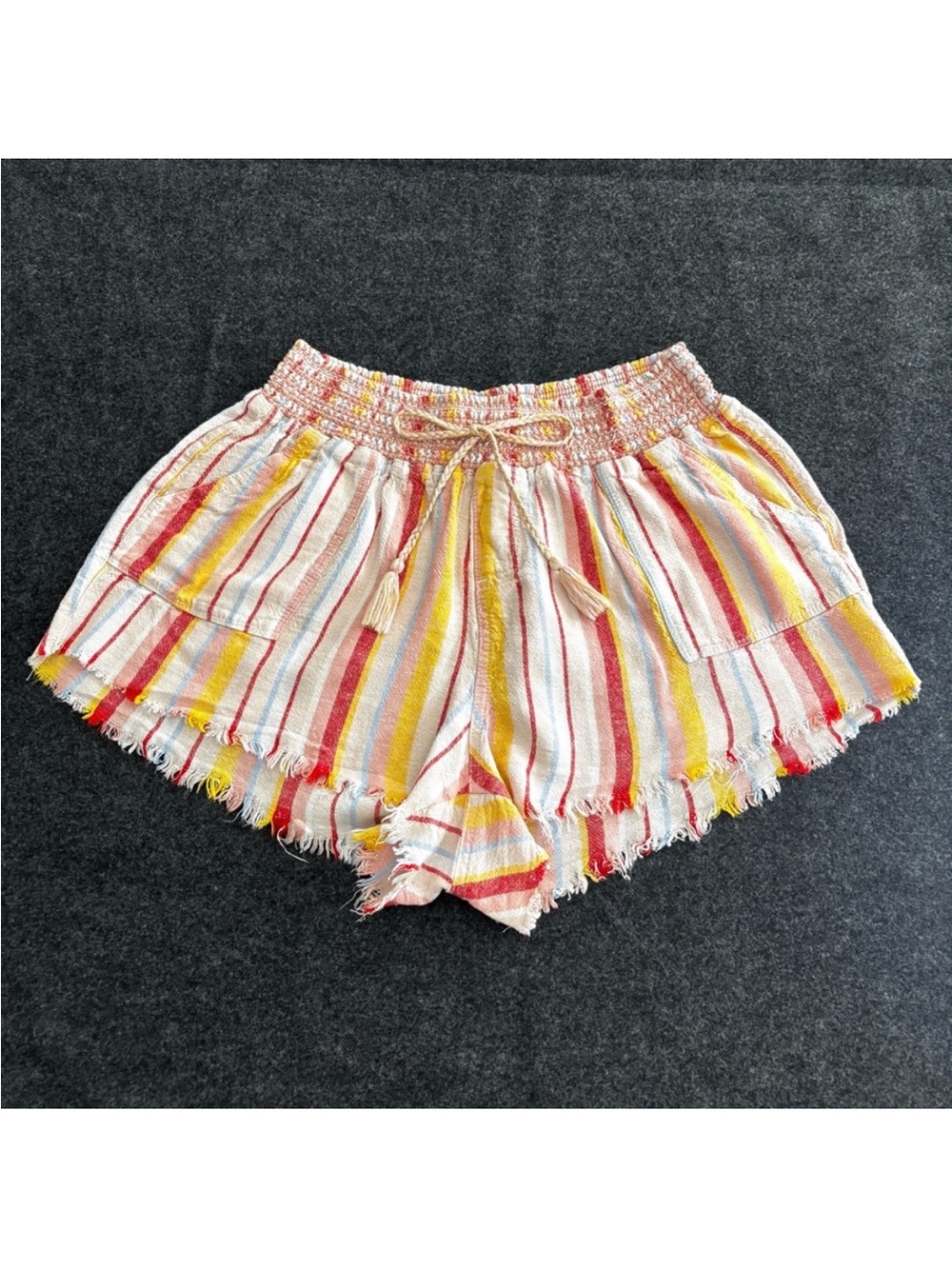 Rewash Shorts Linen Blend‎ Multi Striped Pockets Beachy Boho Women’s Size XL